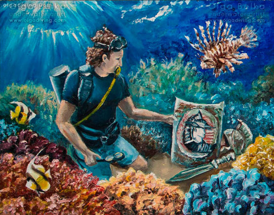 Underwater painting by Olga Belka - Diving legionaries