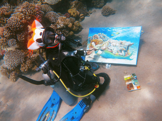 contemporary art Olga belka underwater painter подводный художник Ольга Белкина подводная живопись дайвинг