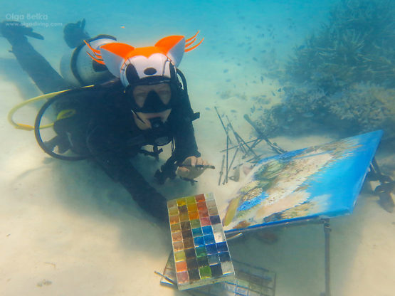 contemporary art Olga belka underwater painter подводный художник Ольга Белкина подводная живопись дайвинг