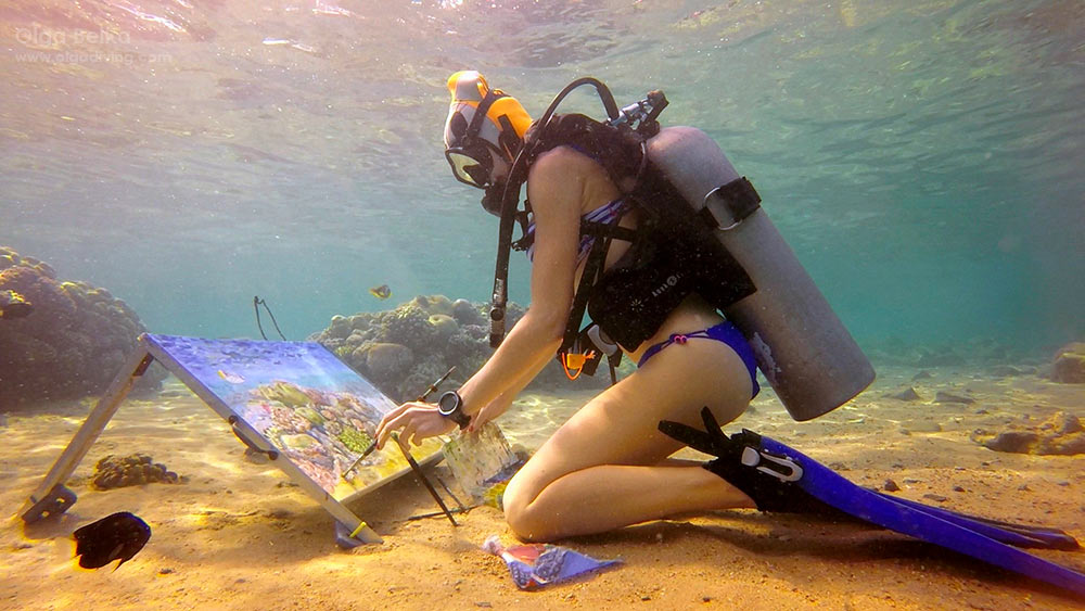 contemporary art Olga belka underwater painter подводный художник Ольга Белкина подводная живопись дайвинг